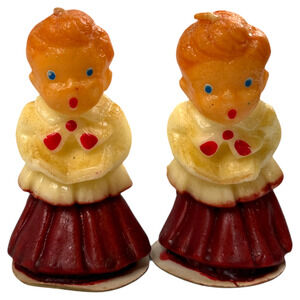 Gurley Christmas Candles Lot of 2 Choir Boys Carolers Vintage Label 4.5" Unlit